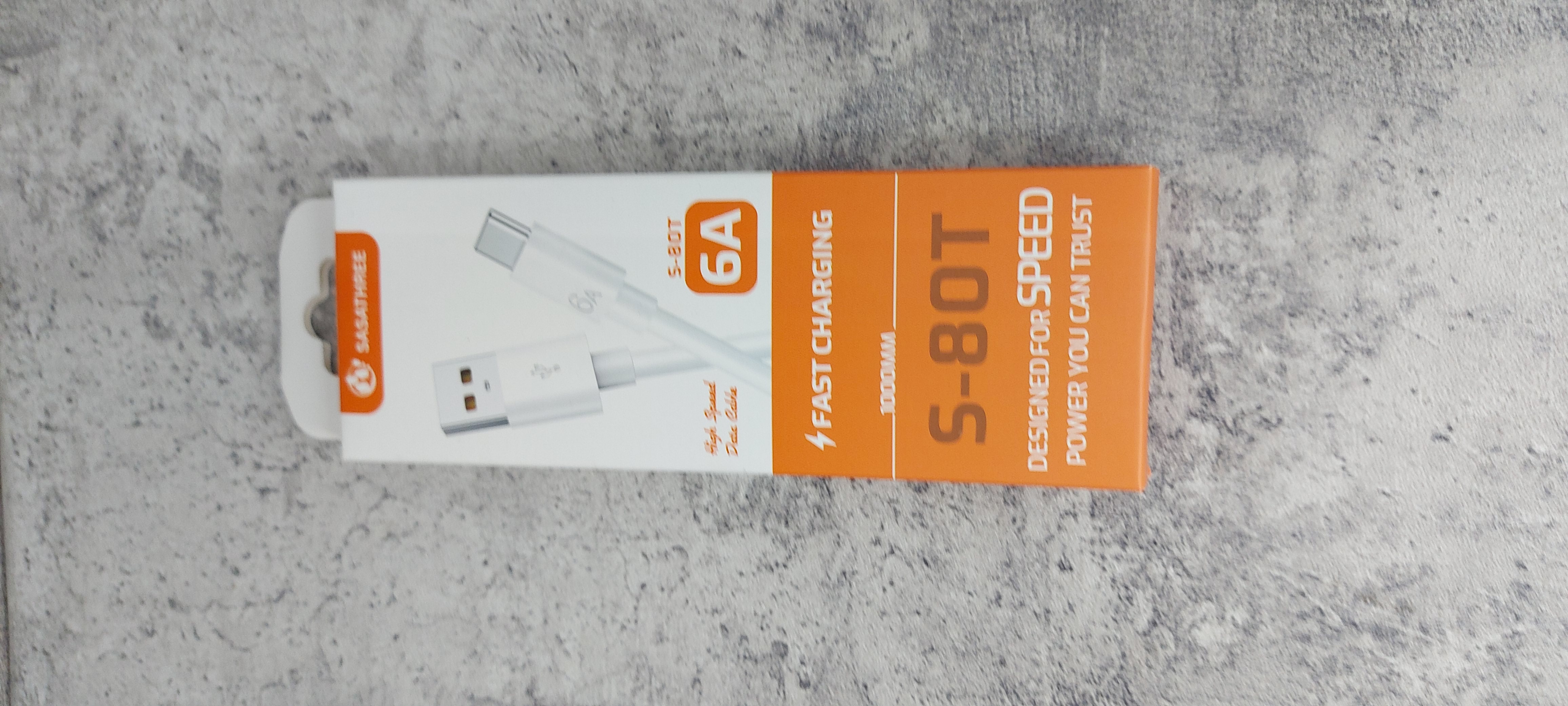 کابل شارژ تایپ سی یک متری برند sasathree مدل usb به type c یو اس بی به تایپ سی ۶ آمپر فست شارژ